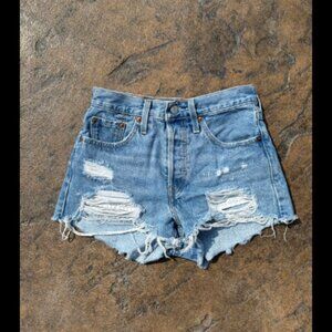 Levis 501 Distressed Denim Shorts